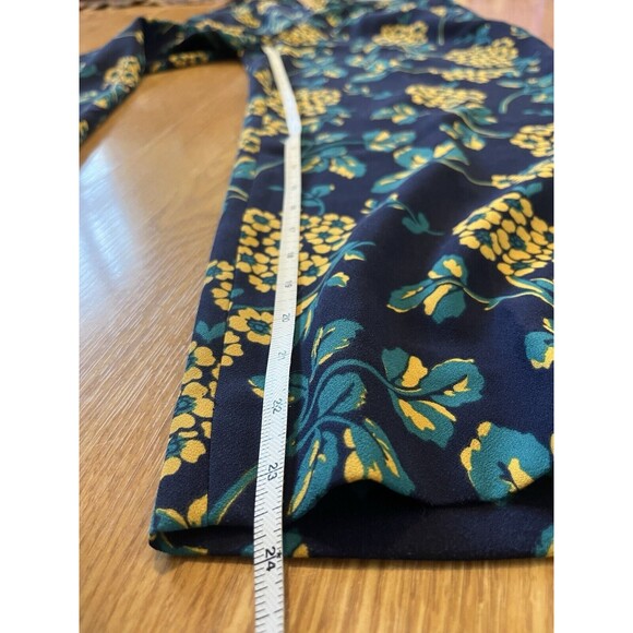 J Crew Navy Floral Print High Waist Wide Leg Cropped Pull On Pants Size 2 - Picture 11 of 11